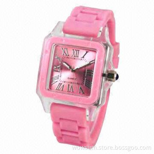 Fashionable Silicone Watch with Various Colors, Plastic Case Silicone Band and Quartz Movement